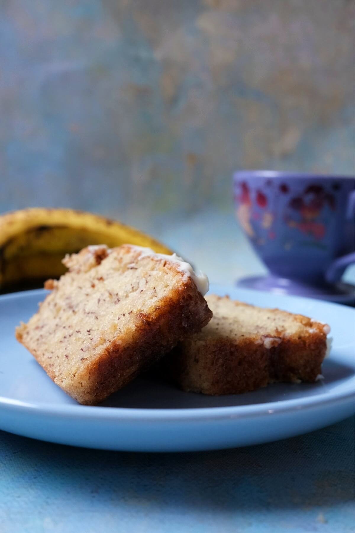 2 slices of banana bread on a plate
