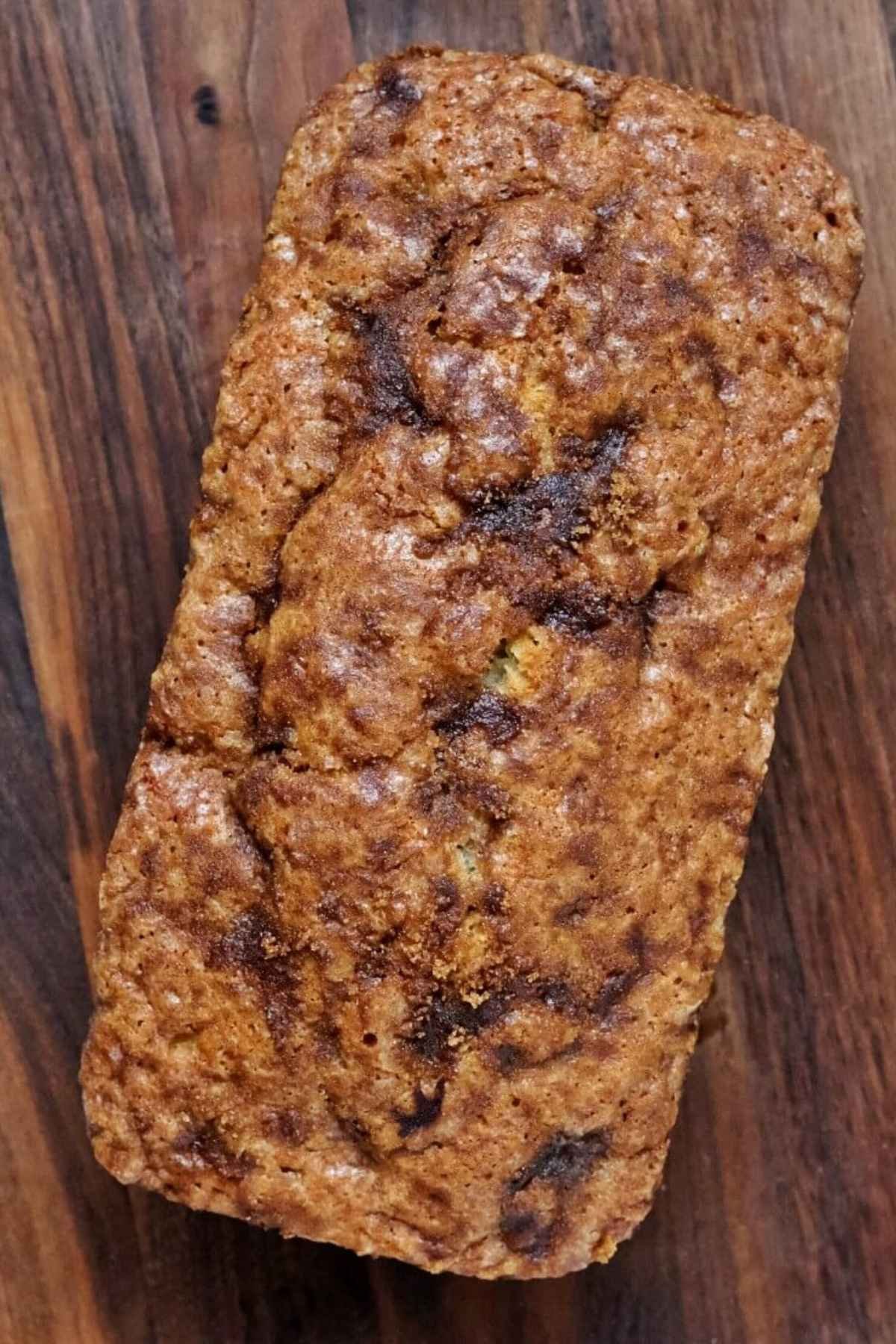 close up of freshly baked banana bread