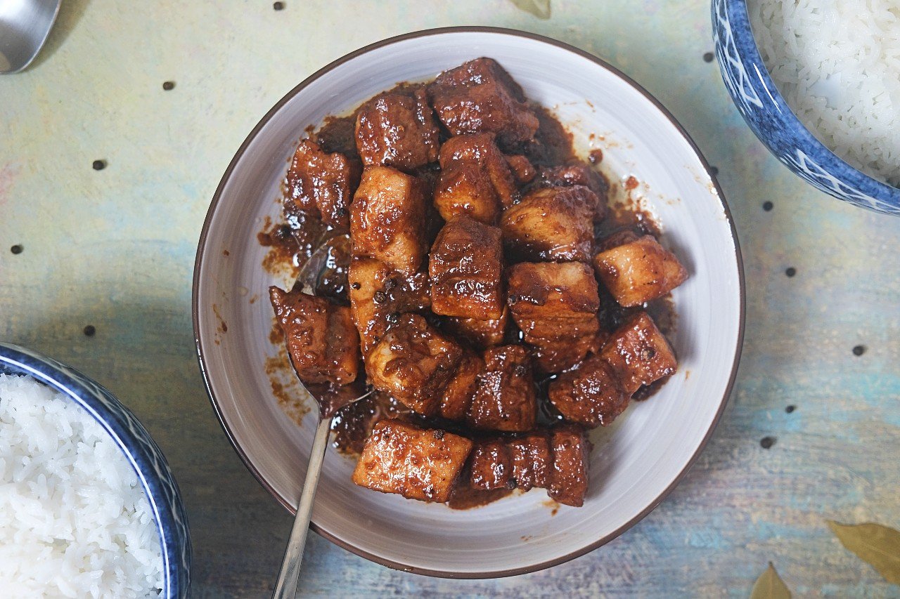 Filipino pork adobo in a bowl
