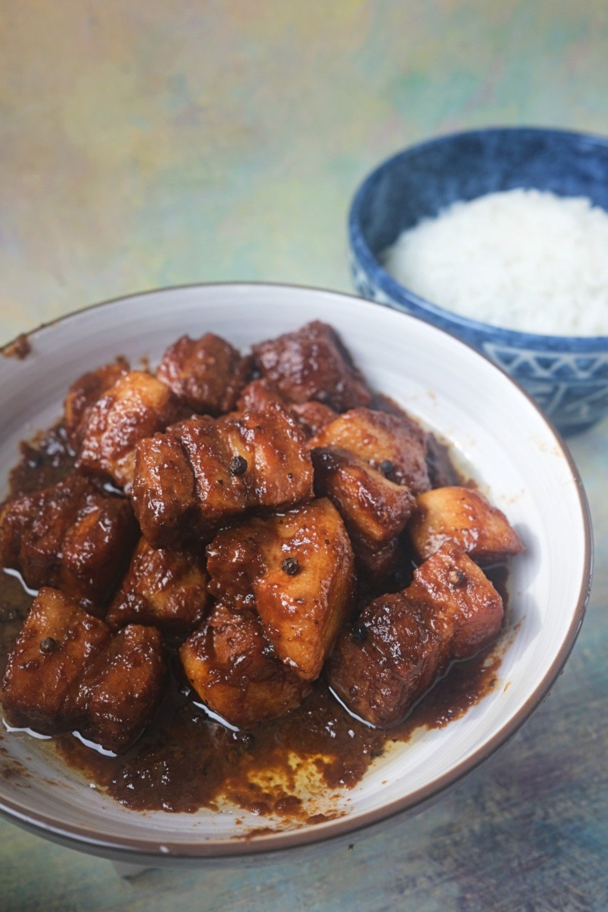 Pork adobo with rice on the side