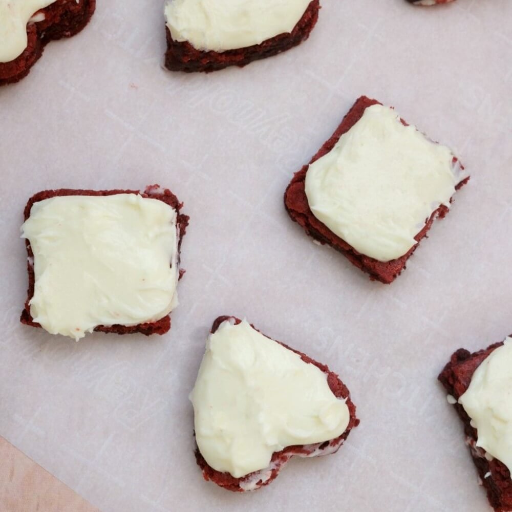 red velvet brownies with cream cheese frosting