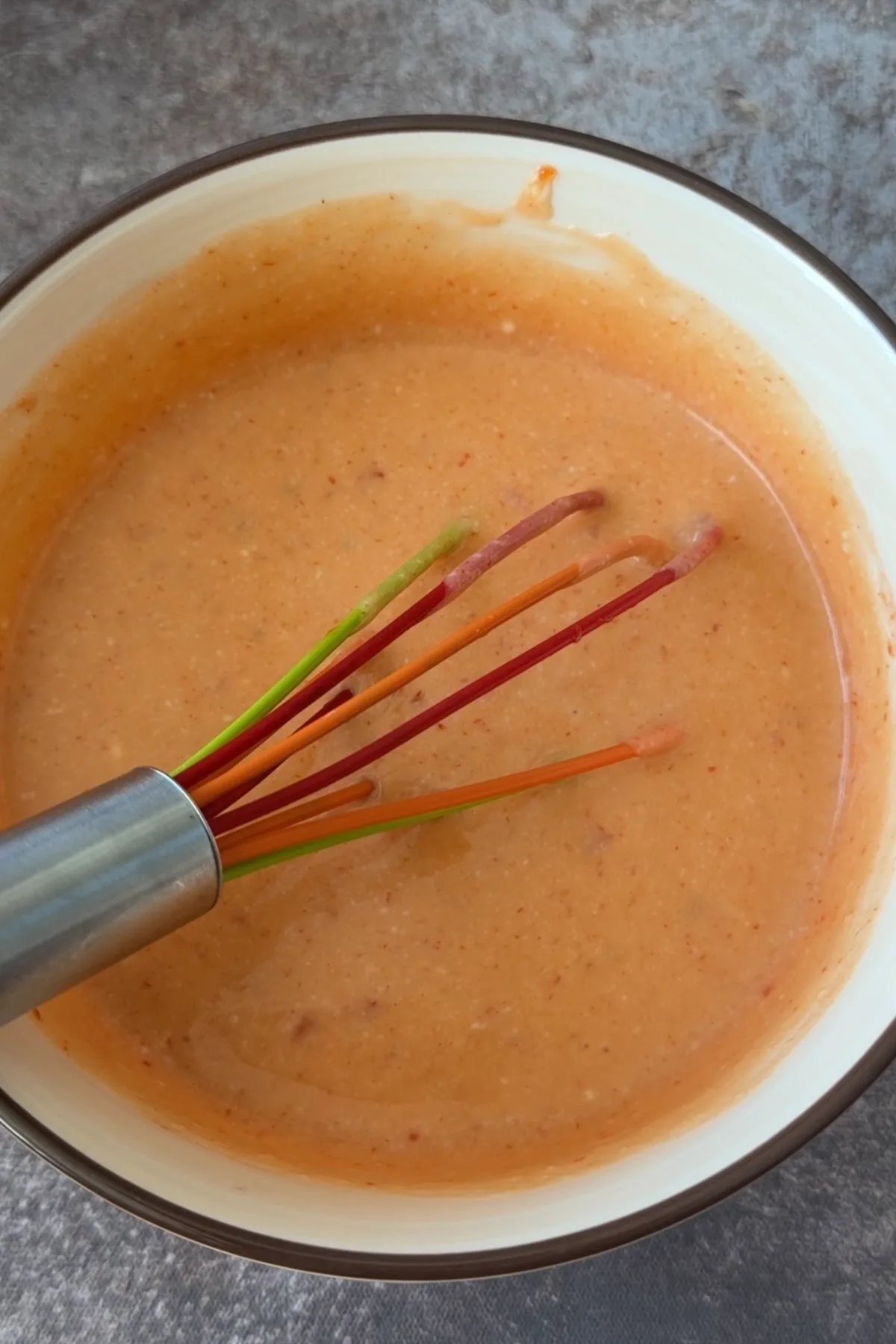 Whisked creamy bang bang sauce