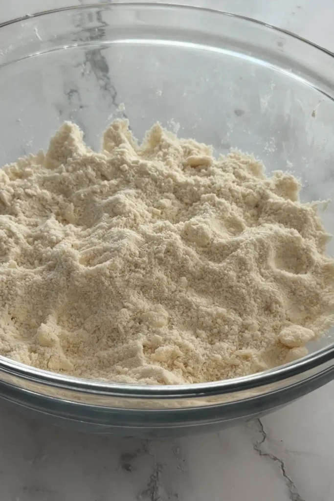 Flour and butter mixture resembling coarse crumbs for biscuit dough.