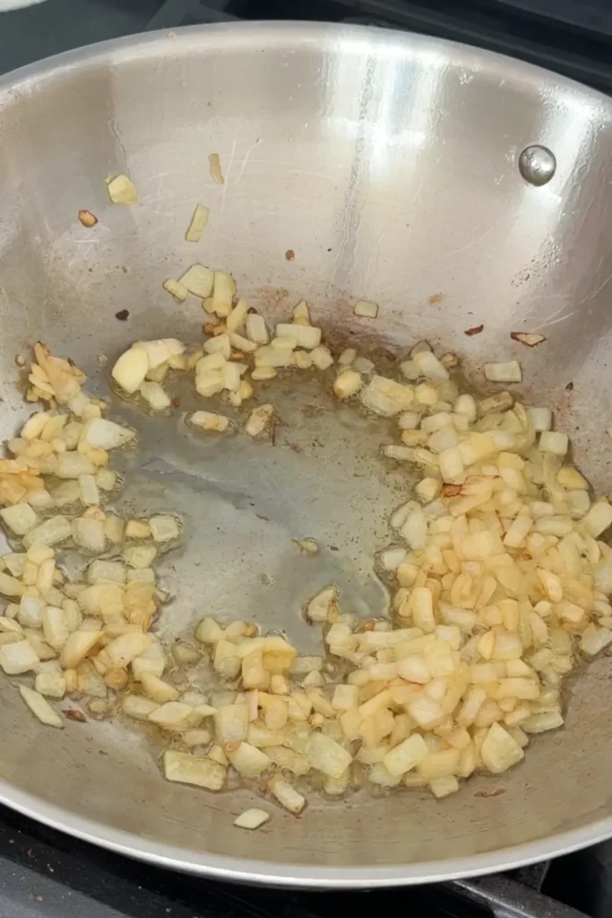 Sauteed onions and garlic in a large skillet.