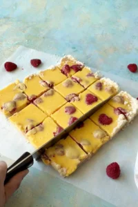 Sliced raspberry lemon bars