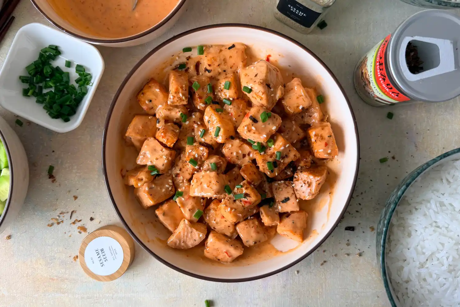Air Fryer Bang Bang Salmon Bites