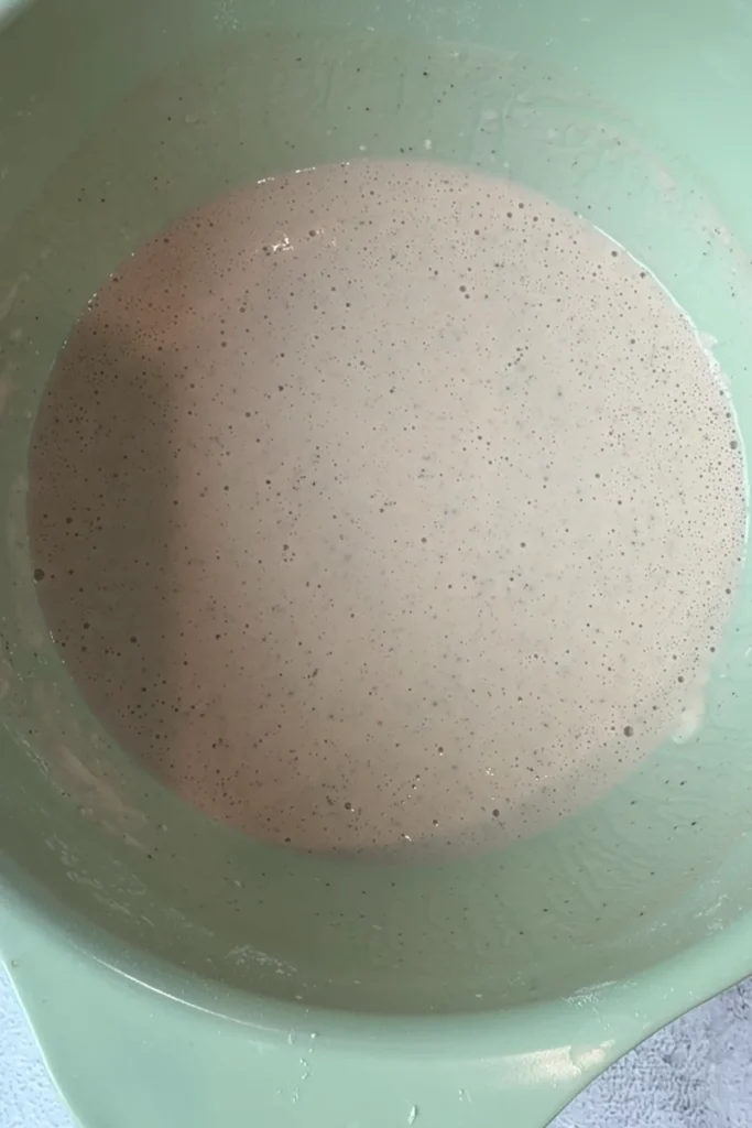 Smooth, bubbly batter mixture ready for coating fish