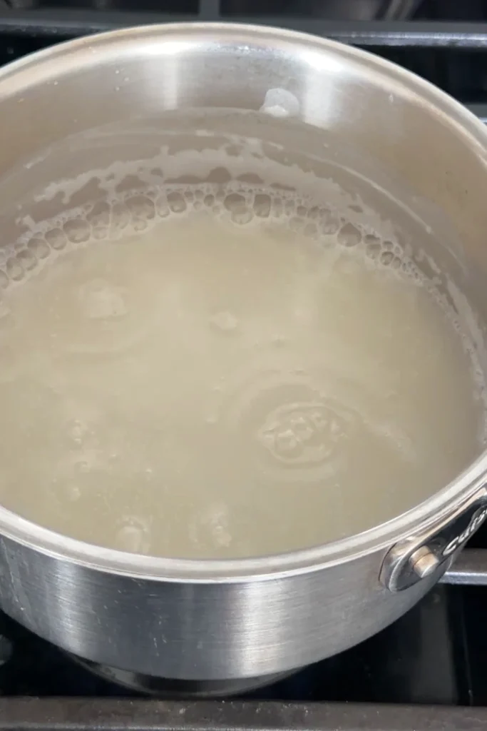 Coconut milk mixture in a saucepan
