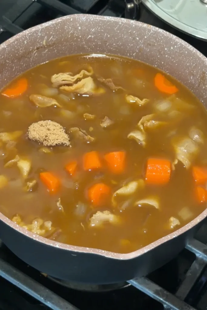 Adding brown sugar to Japanese Curry Udon broth for extra flavor