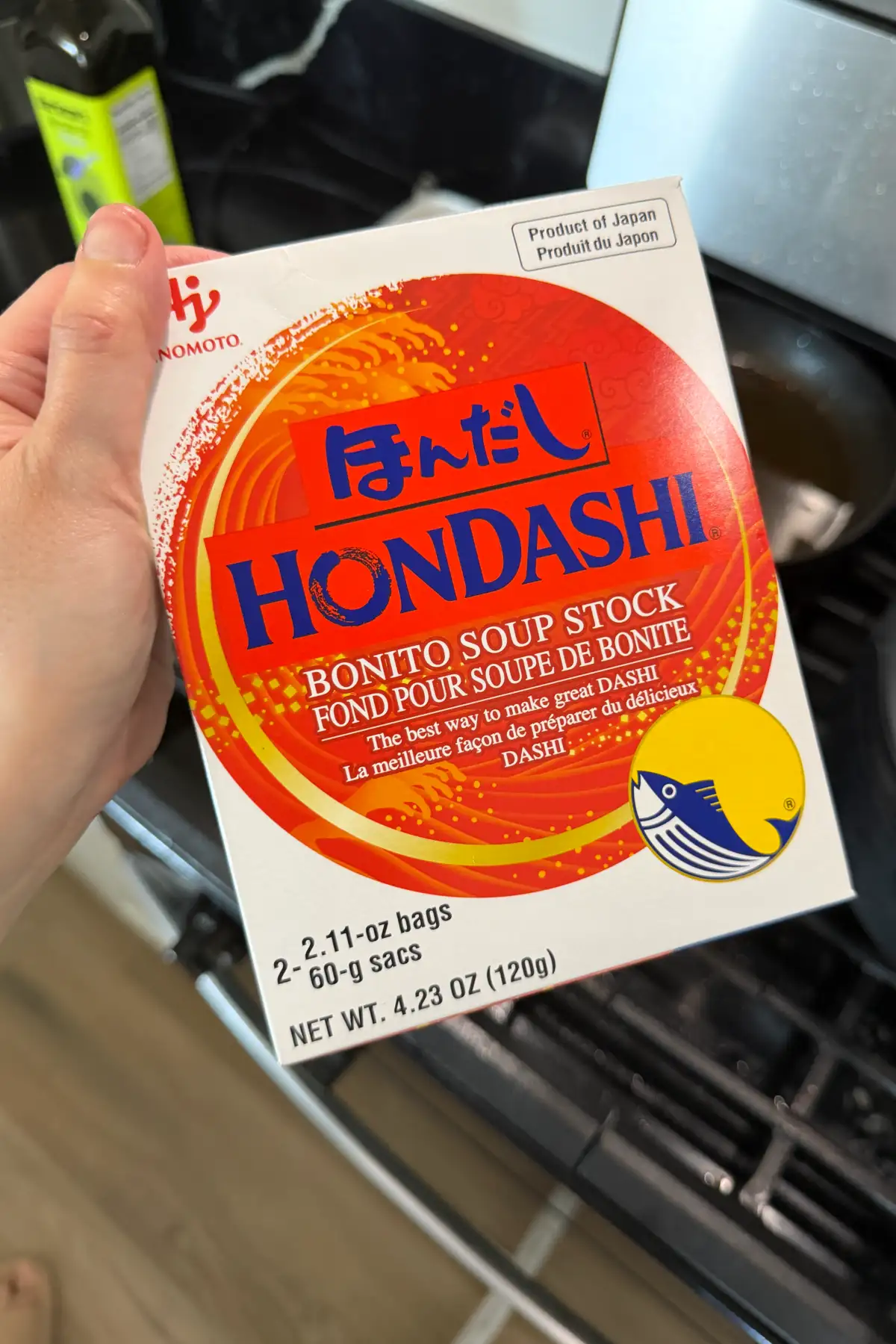 Hondashi bonito soup stock used to make flavorful Japanese curry udon broth.