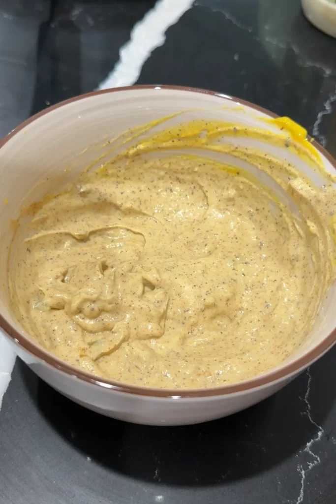 Creamy burger sauce mixed with mayonnaise, mustard, relish, and seasonings