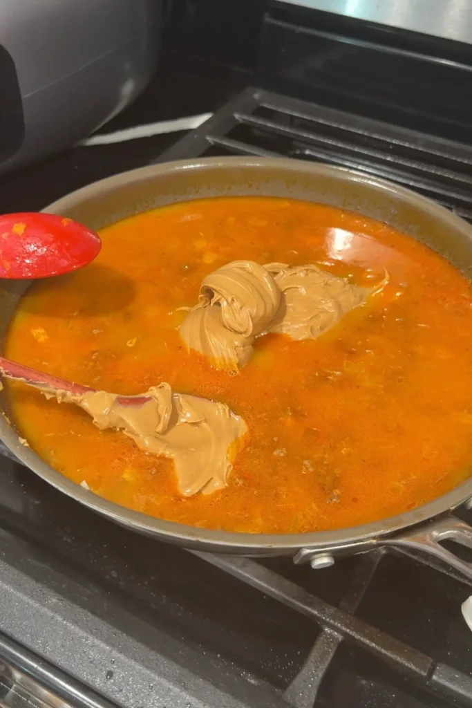 Creamy peanut butter added to the ground beef kare kare sauce.