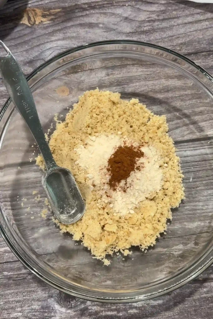 Freeze-dried apple powder and cinnamon added to the polvoron mixture.